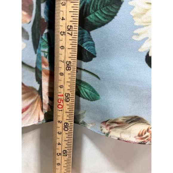 Floral V-Neck Maxi Dress Sleeveless Crystal Brooch Dusty Blue Formal NWT sz 4 - Picture 13 of 16